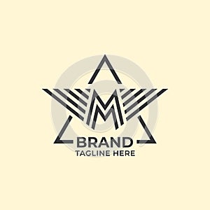 Letter M Wing Triangle Logo Design Vector Template