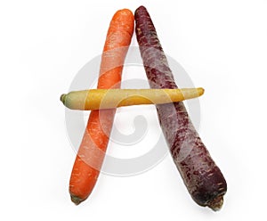 Letter A made from carrots
