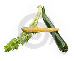 Letter A made from vegetables