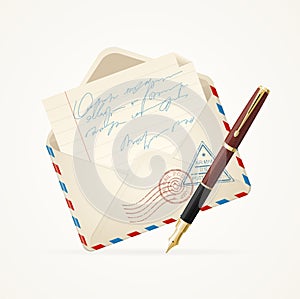 Letter Mail and Pen. Vector