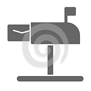 Letter in mailbox solid icon, delivery service symbol, received mail vector sign on white background, mailbox side view