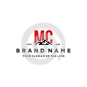 letter MC mountain logo design vector