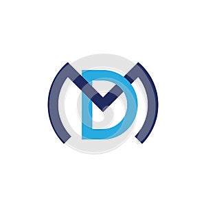 Letter md linked colorful overlap design logo vector