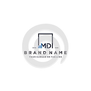 letter MD square logo finance design vector