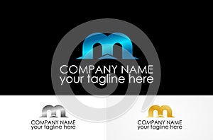 Metalic letter m logo