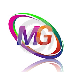 letter MG logotype design for company name colorful swoosh. vector logo for business and company identity