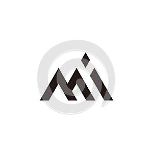 Letter mi simple linear abstract geometric logo vector