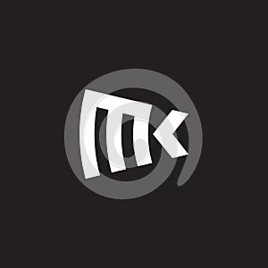 letter mk simple arrow stripe red logo vector