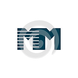 Letter mm stripes motion logo vector