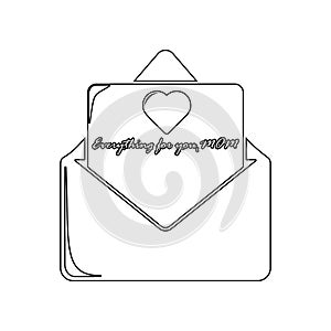 letter for mom in envelope icon. Element of Mother day for mobile concept and web apps icon. Outline, thin line icon for website