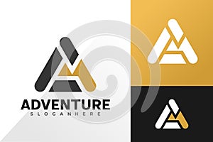 Letter A mountain adventure logo vector design. Abstract emblem, designs concept, logos, logotype element for template