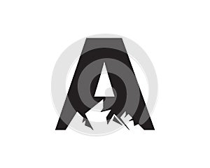 Letter A Mountain Logo. Template Minimalist Alphabet Vector Design