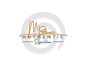 Letter MP Signature Logo Template Vector