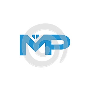 Letter mp simple geometric linked logo vector