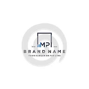 letter MP square logo finance design vector