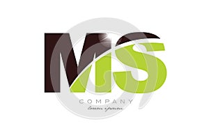 letter ms m s alphabet combination in green and brown color for logo icon design