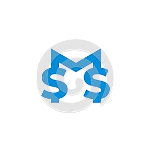 Letter ms simple geometric linked line logo vector