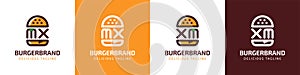 Letter MX and XM Burger Logo, suitable for any business related to burger with MX or XM initials