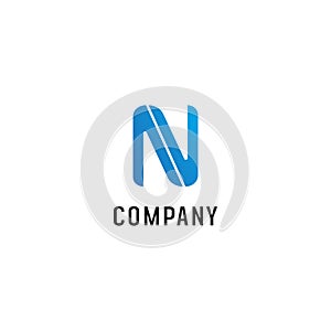 Letter N Alphabetic Logo Design Template, Abjad, Simple & Clean, Monogram, Blue