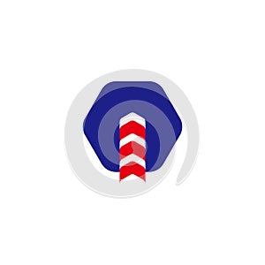 Letter n arrows up geometric motion logo vector