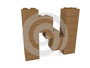 Letter N concept built from toy wood bricks