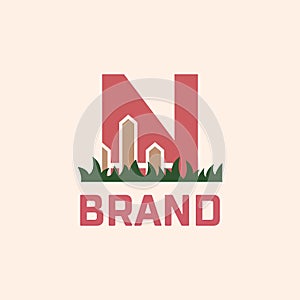 Letter N Fence Logo Design Vector Graphic Icon
