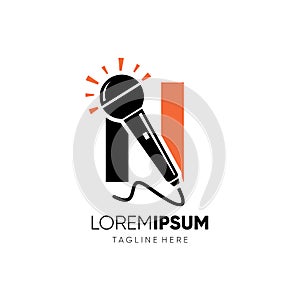 Letter N Initial Microphone Logo Design Vector Icon Graphic Emblem Illustration