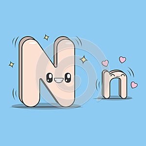 Letter N kawaii style