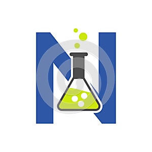 Letter N Lab Logo Concept for Science, Healthcare, Medical, Laboratory, Chemical and Nature Symbol