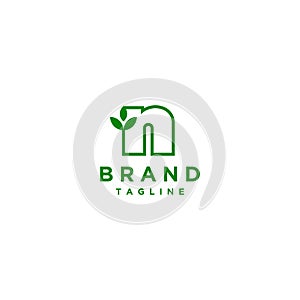 Letter n and Leaf Icon in One Continuous Line