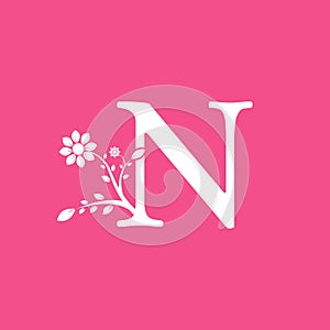 Letter N Linked Fancy Logogram Flower. Usable for Business and Nature Logos