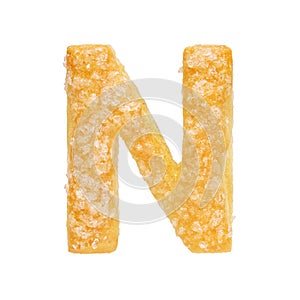 Letter N made from cookie isolated on white background