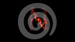 letter N made of very hot magmatic stones on black, isolated - object 3D rendering photo
