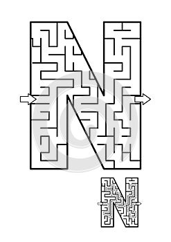 Letter N maze game for kids