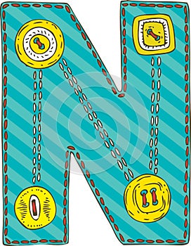 Letter N in Patchwork Style