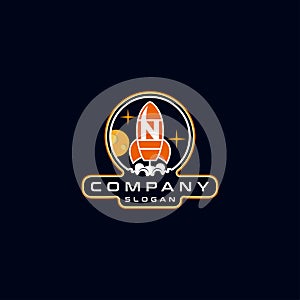 Letter N Rocket Logo Design vector
