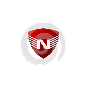 Letter N Shield Wing Logo Vector.