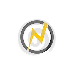 Letter n thunder circle geometric logo