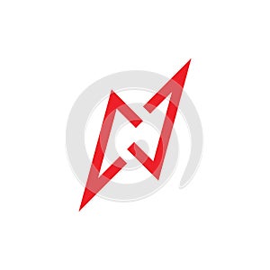 Letter n thunder shape geometric line logo vector