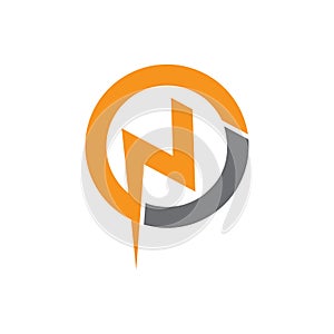 Letter n thunder shape geometric logo vector