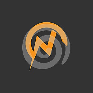 Letter n thunder shape geometric logo vector