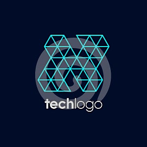 Letter N Triangle Polygon Tech Logo