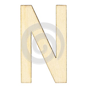 Letter N of wood with wooden texture