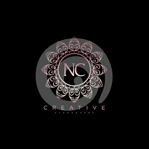 Letter NC Elegant initial logo Lotus vector
