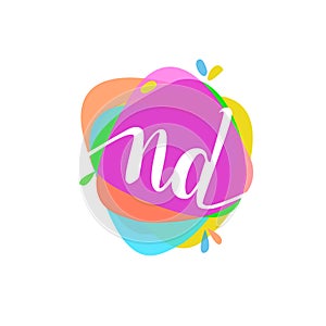 Letter ND logo with colorful splash background, letter combination logo design for creative industry, web, business and company photo