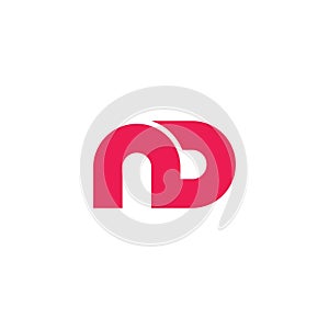 letter nd simple linked loop geometric logo vector