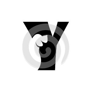 Y letter with a negative space dog logo photo