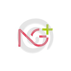 letter ng simple plus symbol logo vector