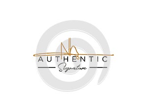 Letter NH Signature Logo Template Vector