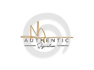 Letter NH Signature Logo Template Vector